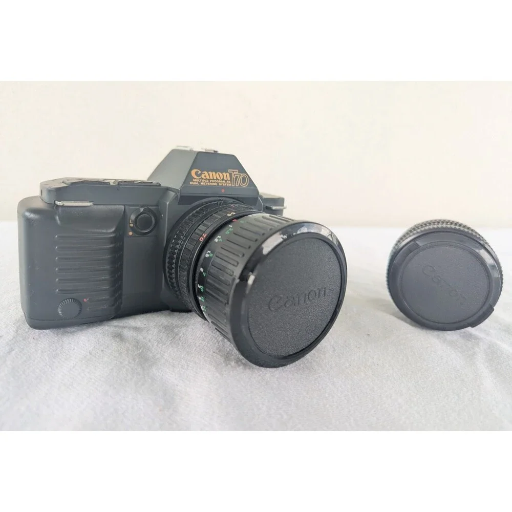 Vtg Canon T70 35mm Film Camera w/ 2 Lens - FD 35-70mm F/3.5-4.5 Zoom, 50mm 1:1.8